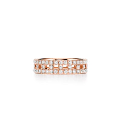 TIFFANY T TRUE WIDE RING IN ROSE GOLD WITH PAVÉ DIAMONDS 63963097